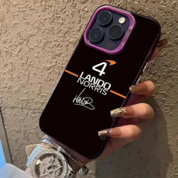 L-Lando Norris Phone Case IMD Color Silver Shell For IPhone 16 15 14 13 12 11 Pro Max Plus