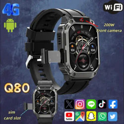 Nouveau Q80 montre intelligente 4G carte SIM 1.96 ''AMOLED écran GPS WIFI avant 200W caméra appel vidéo Google Play Android Smartwatch