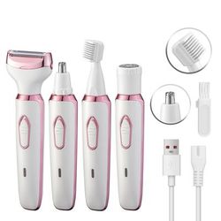 TEMU 1pc 4-in-1 Multipurpose , Usb Rechargeable Stainless Steel Blade, Portable Hair Removal Tool With 600mah Nickel Battery