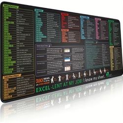TEMU Xxl Excel Shortcut Keys Mouse Pad - Extended Gaming & Office Spreadsheet Mat With Non-slip Stitched Edges