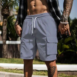GITF Quick Dry Athletic Shorts with Zipper Pockets Men's Summer Running Shorts Gym Training Workout