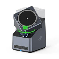 Magnetic 4 in 1 Auto Rotation Wireless Charger Fast Charging Up To 15W for Iphone 16 15 14 13 Pro Max, Iwatch, Airpods Pro