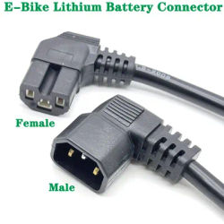 Electric Bicycle Charging Head Lithium Battery Output Line 3Pin E-bike Male Female Base for 36V 48V Vehicle Charger Plug Socket