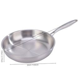 TEMU 1pc Premium 304 Stainless Steel Frying Pan - , Heavy-duty With Heat-resistant Handle For Gas Stove & Cooktop - Frying Steak, Eggs, And More, Kitchen Cookware | Sleek | Durable Cookware