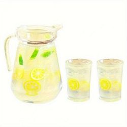 TEMU 2d Flat, 3pcs/set 1:12 Dollhouse Kitchen Decor Realistic Miniature Tea Set Resin Lemonade Kettle Cup Dollhouse Accessories For Scale Doll