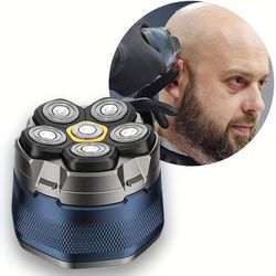 TEMU Electric Head Hair Shaver, Upgraded Head Shaver 6 , Rechargeable Electric Shaver For Men, Bald Head Polish, Hair Clipper, Trimmer, And Shaving Machine With 6 Heads, A Smooth