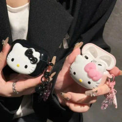 3D Cute Sanrio Hello Kitty Earphone Case For Airpods 1 2 3 4 Pro 2 Wireless Bluetooth Headset Protective Soft Cover With Pendant