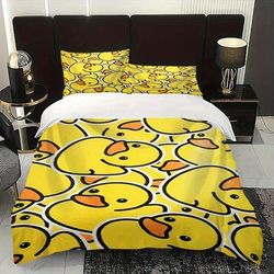 TEMU Little Yellow Duck Pattern Bedding Set, Suitable For All (1 Duvet Cover + 2 Pillowcases), No Filling, Soft And Comfortable, Suitable For Bedroom, Outdoor Adventure, And Home Decoration