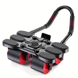 TEMU 1x Upgraded Automatic Rebound Abdominal Roller With Elbow Support - 4-wheel Core Strengthener, Pp Material, Includes Extra Mat, Ideal For Home Fitness & Gym Workouts