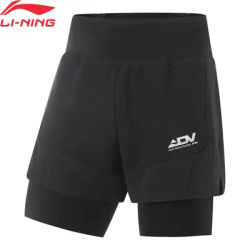 Li-Ning Men Running 2 IN 1 Shorts AT DRY 88%Polyester 12%Spandex Regular Fit Adjustable Waist LiNing
