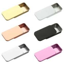 1pcs Mini Tin Box Bins Jar Rectangle Empty Box Portable Lipstick Cream Storage for Wedding Jewelry Candy Pill Cases Black Silver