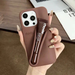 Phone Case For iPhone 16 12 Pro 14 13 15 Pro Max Plus Rhode With Lip Gloss Lipstick Silicone Toast