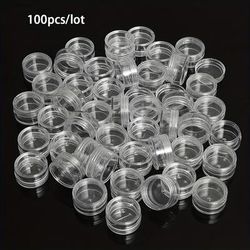 TEMU 100/50pcs 5g Clear Plastic Cosmetic Jars With Lids - Eyeshadow, Creams, Lipsticks & Samples - Ideal For Travel & Sample Storage, Makeup Organizers & Storage