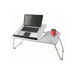 TEMU Divchi Foldable Laptop Bed Table With Reading Slot – Portable Laptop Desk Tray For Sofa, Bed, Balcony (white)