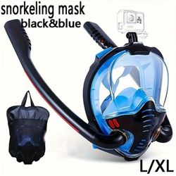 TEMU 180-degree Dual Snorkel Mask - , Leakproof, Design And New Exhaust Valve Swimming Goggles For Adults