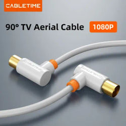 CABLETIME 90Degree TV Cable M/M Satellite Antenna High Quality TV Line 1080P 3C2V Cable for HD Antenna TV STB Video Line