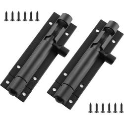 TEMU 2pcs 3-inch Barrel Bolt Gate Latches - Heavy Duty Metal Slide Bolt Matte Black With Mounting Screws For Garden Shed, Yard Door, Bedroom Security