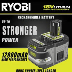 2025 nouvelle batterie haute performance lithium-ion RYOBI 18V ONE + 12.0Ah, adaptée à tous les