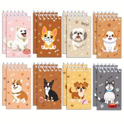 TEMU 16pcs Cartoon Pet Cute Dog Theme Spiral Pocket Notebooks Mini Notepads Memo Pad For Pet Birthday Party Supplies