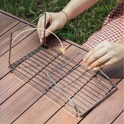 TEMU Collapsible Stainless Steel Cooking Grate, Outdoor Campfire And Travel, Do Not Contact Food