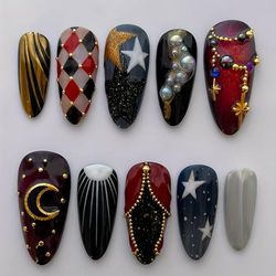 TEMU A Box Of 10pcs Of Traditional Handmade Nails French And Art Stripes Suitable For And Daily Wear