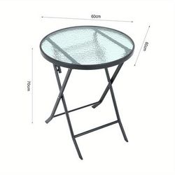 TEMU Fashionable Foldable Round Garden Table Furniture Set Cafe Foldable Brown Water Table Bearing 70kg 606071 Brown/ Black