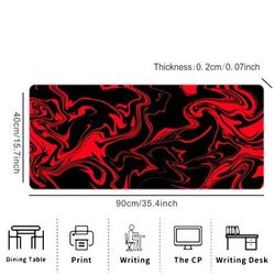 TEMU Large Gaming Mouse Pad With Fluid Lines Pattern, Non-slip Rubber Base, High- , Ideal For Home And Office, Desk Accessory For Pc And Study, Great Gift For