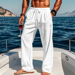 Spring and Summer Men's Hip-hop Breathable Cotton and Linen Loose Casual Sports Trousers