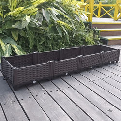 TEMU 4 Containerized Deep Raised Garden Beds With Drainage Planter Boxes, 62. 99* 15. 75* 8. 66 Inches, Easy To Assemble, Suitable For Growing Flowers, Herbs And Vegetables, Create A Neat Garden
