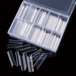 TEMU 100/120/200/240pcs Xxl Extra Long Soft Gel Tips Half Cover Clear Fake Nails Press On Acrylic Salon Supply False Nails For Nail Extension
