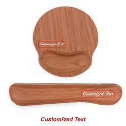 TEMU 2pcs Custom Text Ergonomic Mouse & Keyboard Pads With Leather Wrist Support, Non-slip Base, Personalized Gift For Office And - Men, Women, Dad, Colleagues,