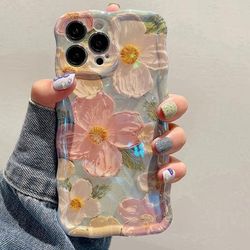 TEMU New Luxury Laser Blue Light Flower Irregular Wave Protctive Phone Case Suitable For Iphone 15/15pro/15promax/14/14pro/14promax/13/13pro/13promax/12/12pro/12promax/11, Holiday Gift