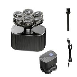 TEMU Chin Men's Electric Head Shaver Kit - Usb Rechargeable, Wet/dry Use, Led Display, Stainless Steel Blades