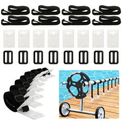 Kit de sangles de couverture de piscine, 8 pièces, boucle de fixation de bobine de couverture solaire pour piscines creusées, Durable et facile à installer