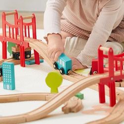 Tiny Land Wooden Train Set for Children 39 Pcs