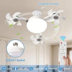 TEMU Led Ceiling Fan Light - E27/e26 Socket Fan Light With 3 Fan Heads, With Remote Control, Adjustable Brightness And Adjustment, Suitable For All - (2-in-1 Black)