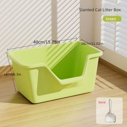 TEMU 3-color New Upgrade Pet Cat Litter Box, Semi-enclosed | Cat Toilet For Kittens And Small To Medium Cats, Rounded Corners Design Prevents Clumping, Convenient Placement, Pet Supplies
