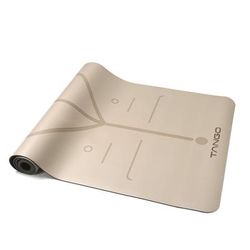 TEMU Extra-wide Non-slip Yoga Mat With Alignment Lines - Durable Pu & Natural Rubber, Fitness Training