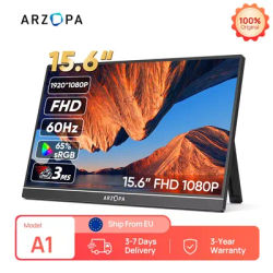ARZOPA 15.6 inch Portable Monitor FHD 1080P IPS USB-C Mini-HDMI External Second Screen for PC/MAC/Phone/Xbox/PS A1