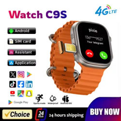 Android Smartwatch C9S 5G Network SIM Card 2.1 Inch Amoled GPS WIFI Global Call Smart Watch Men Ultra 4g SIM Card