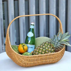 Maniglia per cestino da picnic in vimini Cestino regalo vuoto Tessitura Cestino per frutta in rattan Porta vassoio regalo in rattan imitazione vino da sposa
