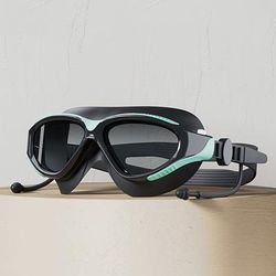 TEMU Adult Large Frame Swimming Goggles - & Waterproof, Hd Clarity With Adjustable Silicone Strap, Pc Lens For Open Water Swimming, Water Sports (black), Swimming Accessories, Performance Eyewear