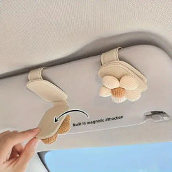 Fiore beige General Motors Clip per occhiali parasole Clip per occhiali da sole Clip multifunzionale per biglietti per carte Staffa di fissaggio per occhiali