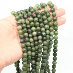 Perles rondes en pierre naturelle de Jade du sud vert, 4 6 8 10mm, perles d'espacement amples pour bricolage, Bracelet, collier, breloques, accessoires de bijoux