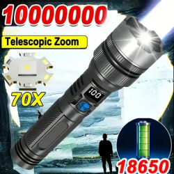 Ultra Bright LED Flashlight, Portable Tactical Zoom Light Torch Rechargeable Emergency Lantern For Camping, Hiking & Emergency