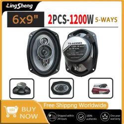 2PCS 6X9 inch (2X1200W) 2400W 5-way Car Mounted High Fidelity Full Frequency Coaxial Audio Speaker System for Modified Vehicles