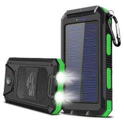Solar Power Bank 20000mAh Waterproof Portable Solar Charger Mobile Phone External Battery Charger Powerbank with Camping Light