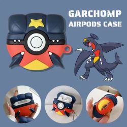 Custodia Pokemon per Apple AirPods 1 2 3 4 Airpod Pro 3D Garchomp Portachiavi Auricolare senza fili Auricolare Bluetooth Custodia Cover in silicone
