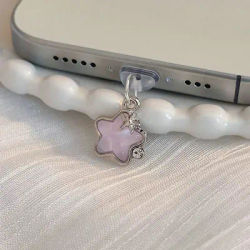 Bouchon anti-poussière étoile mignon, prise de Port de Charge de téléphone pour iPhone pour Airpods Type C, bouchon de Protection contre la poussière, pendentif, cadeau de Couple ﻿