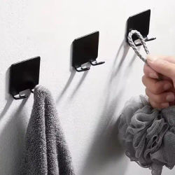 1/2pcs-Adhesive Razor Holder Wall Mounted Bathroom for Shower Hook Rack Gillette Shaver Shaving Holder Black Plastic Hook